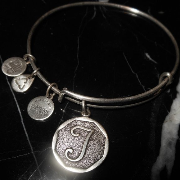Alex And Ani Letter Initial J Charm Rafaelian Silv - Picture 1 of 7
